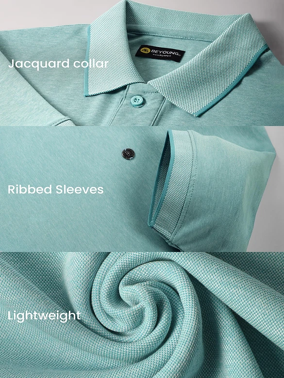 Mint Blue Melange Polo T-shirt