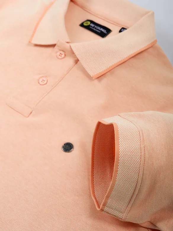 Peach Melange Polo T-shirt