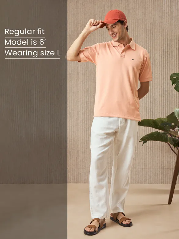 Peach Melange Polo T-shirt
