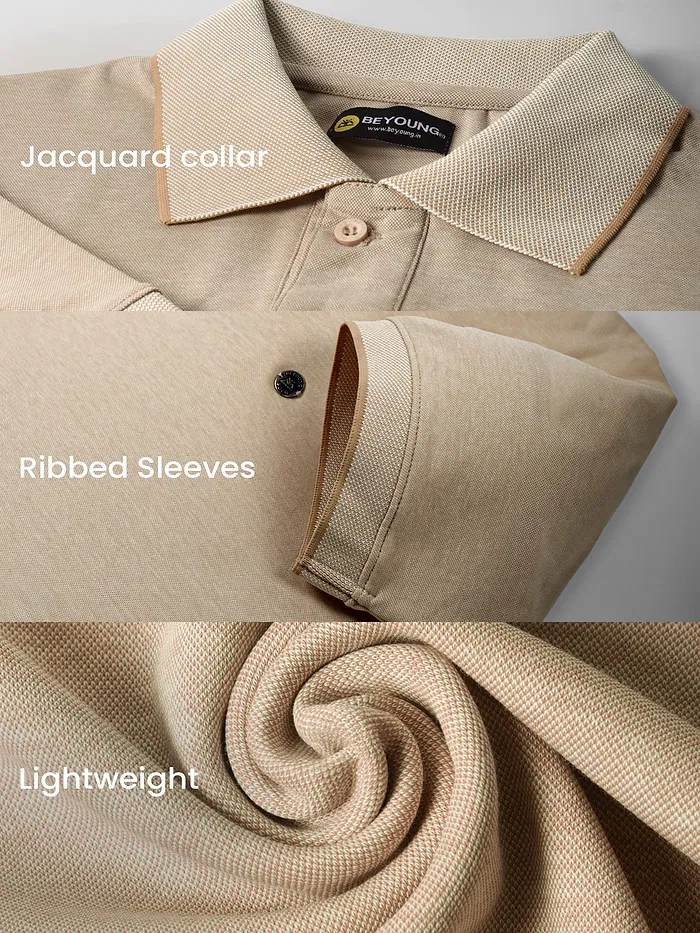 Soft Beige Melange Polo T-shirt