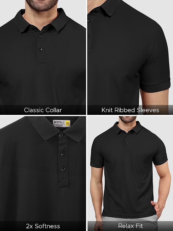 Pack of 2 Polo T-shirts Combo Bold Black, Classic White