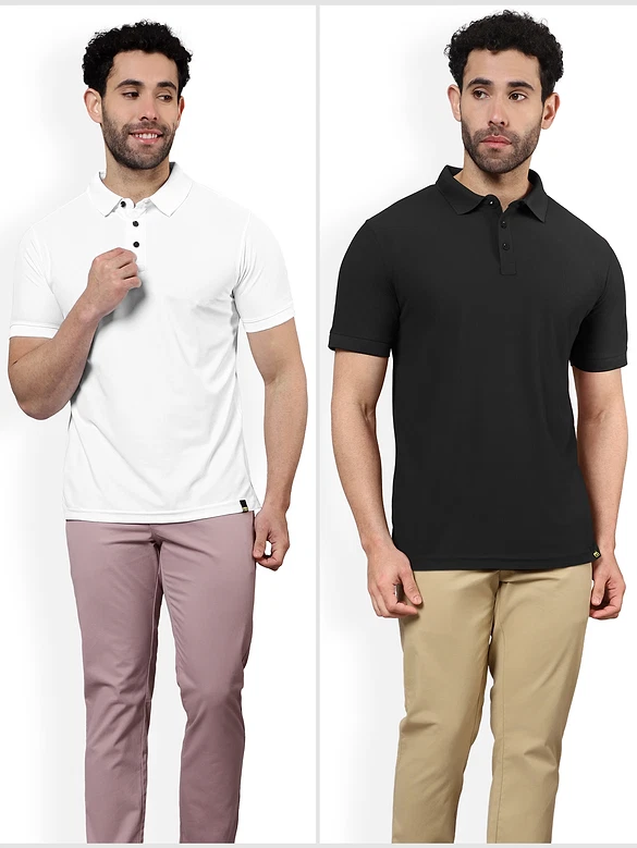 Pack of 2 Polo T-shirts Combo Bold Black, Classic White