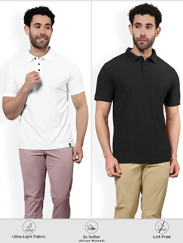 Pack of 2 Polo T-shirts Combo Bold Black, Classic White