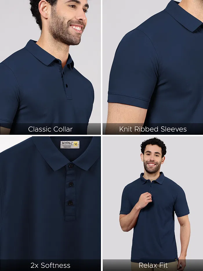Pack of 2 Polo T-shirts Combo Rose Pink, Navy Blue
