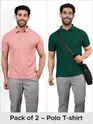 Pack of 2 Polo T-shirts Combo Rose Pink,Lush Green