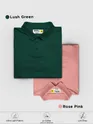 Pack of 2 Polo T-shirts Combo Rose Pink,Lush Green