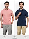 Pack of 2 Polo T-shirts Combo Rose Pink, Navy Blue