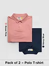 Pack of 2 Polo T-shirts Combo Rose Pink, Navy Blue