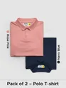 Pack of 2 Polo T-shirts Combo Rose Pink, Navy Blue