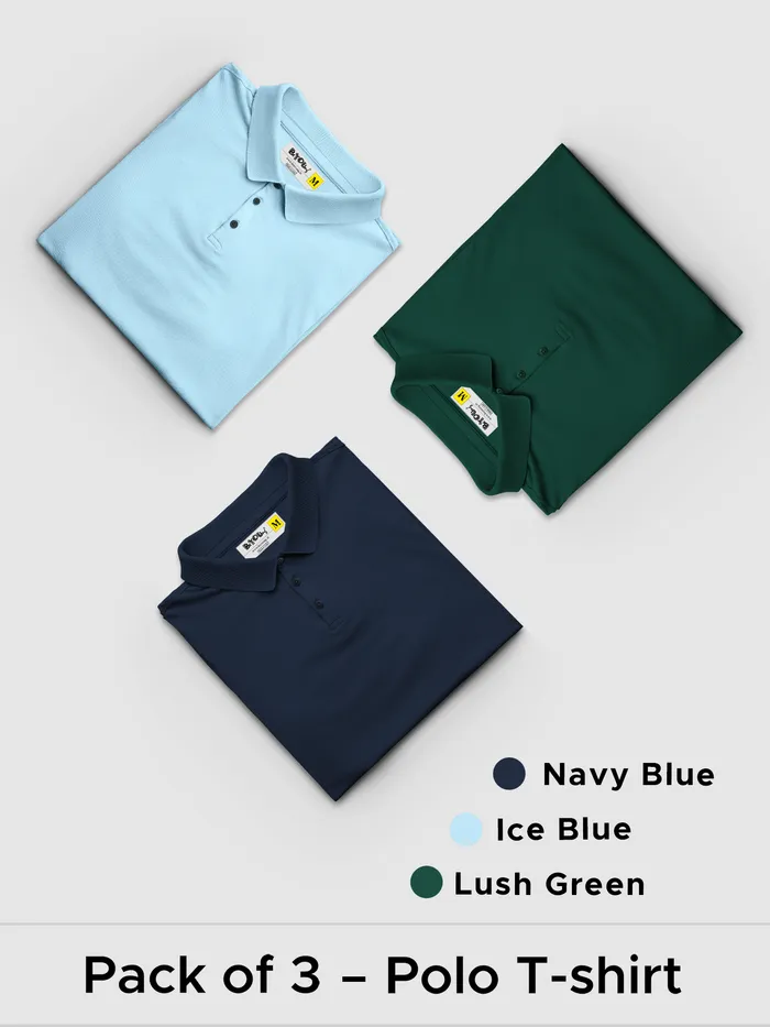 Pack of 3-Flame-In-Go Polo T-shirts Combo, 