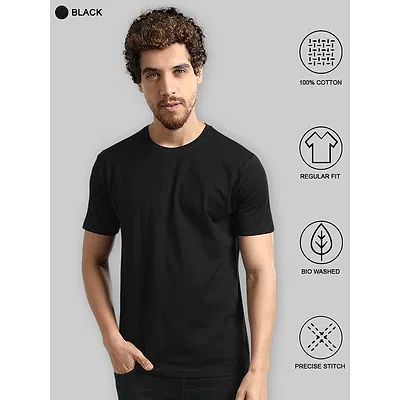 Pack Of 3 Plain T-shirts Black Mustard And White