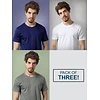 Pack Of 3 Plain T-Shirts Blue,Grey And White