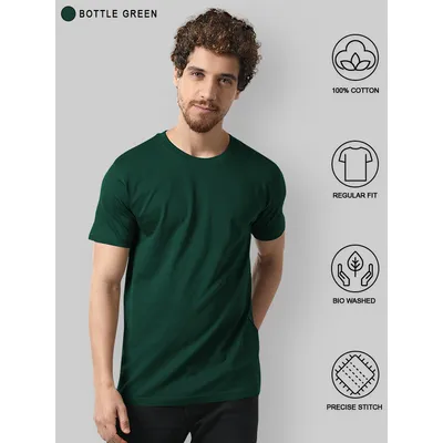 Navy Blue Mustard &amp; Bottle Green Pack Of 3 Plain T-shirts