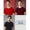 Red Black &amp; Burgundy Combo Of 3 Plain T-shirts