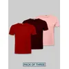 Pack Of 3 T-shirts Red Rose Pink &amp; Burgundy