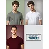 Pack Of 3 Plain T-Shirts White Grey And Burgundy