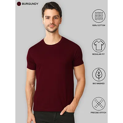 Pack Of 3 Plain T-Shirts White Grey And Burgundy