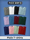 Pick Any 3- Plain T Shirt Combo, 