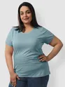 Plain Dream Blue Womens Plus Size T-shirt