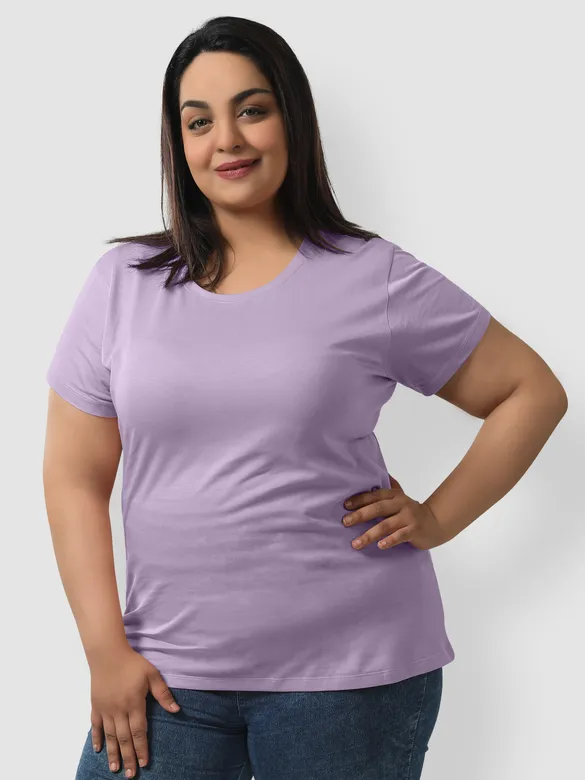 Plain Lilac Womens Plus Size T-shirt