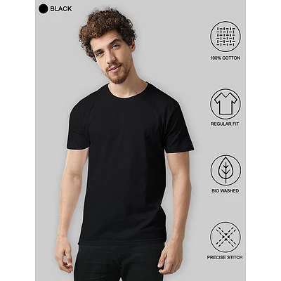 Plain T-shirts Combo Black And Bottle Green
