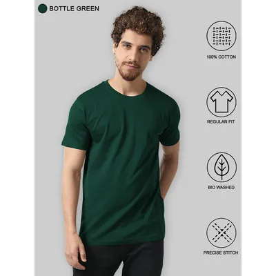 Plain T-shirts Combo Black And Bottle Green