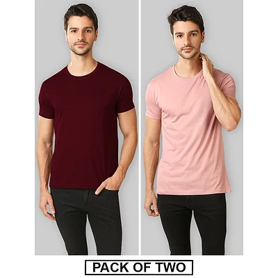Plain T-shirts Combo Burgundy &amp; Rose Pink, 