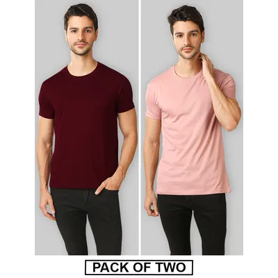 Plain T-shirts Combo Burgundy &amp; Rose Pink, 