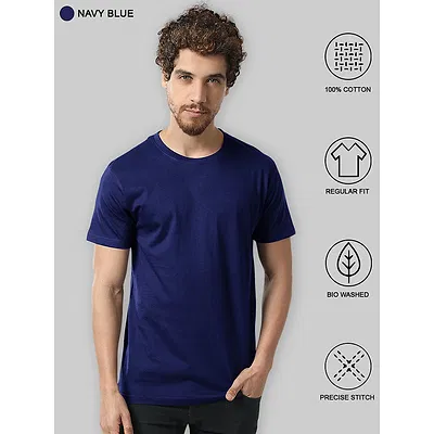 Plain T-shirts Combo Navy Blue And Yellow