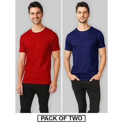 Plain T-shirts Combo Red &amp; Navy Blue
