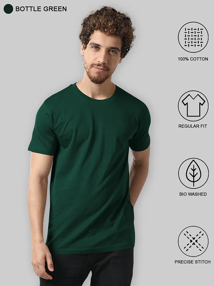 Plain T-shirts Combo Mustard And Bottle Green