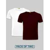 Plain T-shirts Combo White &amp; Burgundy