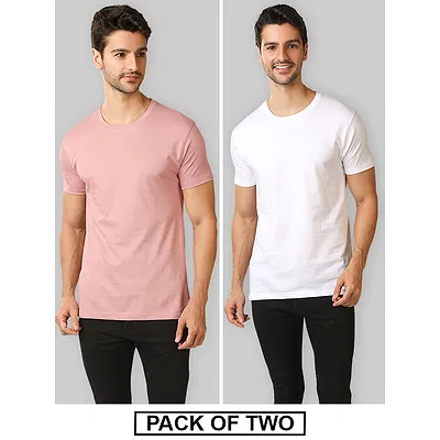 Plain T-shirts Combo White &amp; Rose Pink