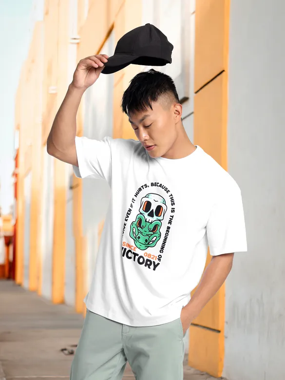 Victory Printed Oversized T-shirt for Men, 