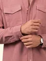 Rose Pink Dual Pocket Textured Corduroy Shirt