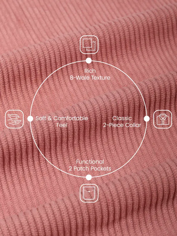 Rose Pink Dual Pocket Textured Corduroy Shirt