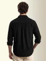 Black Dual Pocket Textured Corduroy Shirt