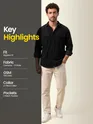 Black Dual Pocket Textured Corduroy Shirt