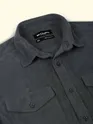 Grey Dual Pocket Textured Corduroy Shirt