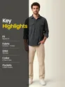 Grey Dual Pocket Textured Corduroy Shirt