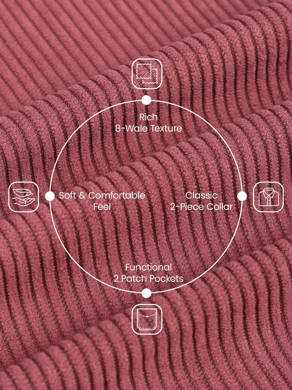 Mauve Dual Pocket Textured Corduroy Shirt