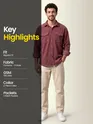 Mauve Dual Pocket Textured Corduroy Shirt
