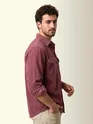 Mauve Dual Pocket Textured Corduroy Shirt