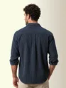 Navy Dual Pocket Textured Corduroy Shirt