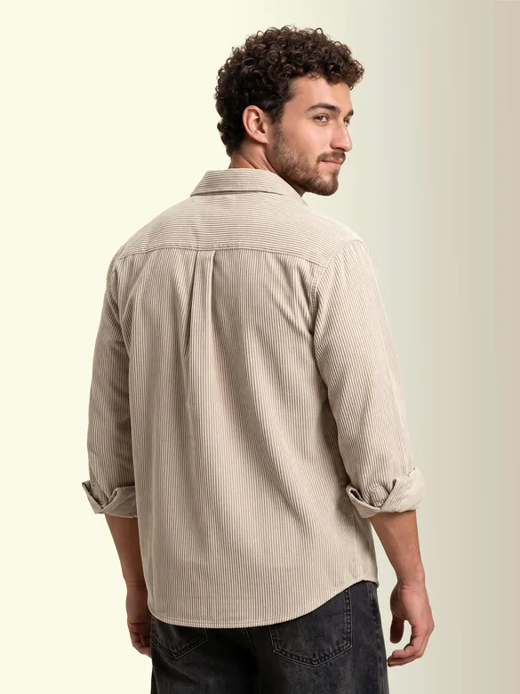 Off White Dual Pocket Textured Corduroy Shirt