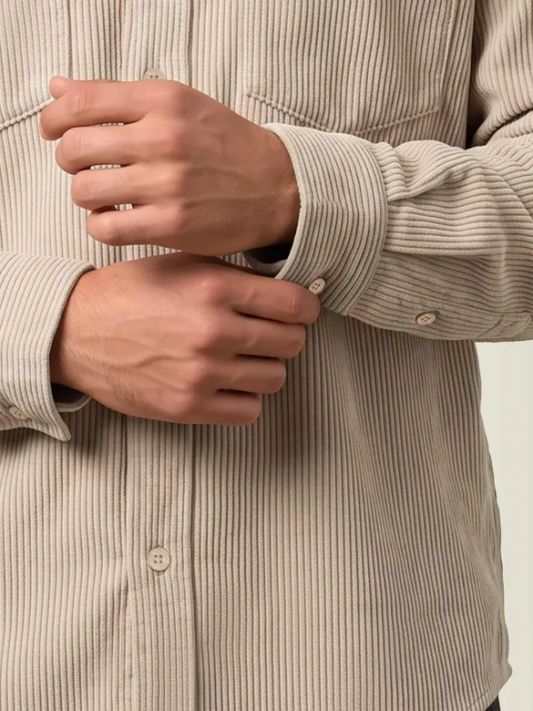 Off White Dual Pocket Textured Corduroy Shirt