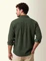 Olive Green Dual Pocket Textured Corduroy Shirt