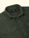 Olive Green Dual Pocket Textured Corduroy Shirt