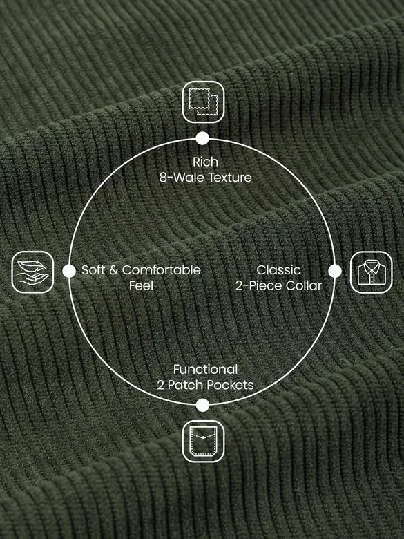 Olive Green Dual Pocket Textured Corduroy Shirt