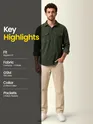 Olive Green Dual Pocket Textured Corduroy Shirt